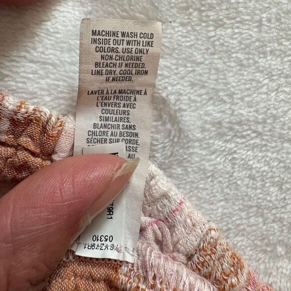 Aerie Pink & Orange Plaid Off-Shoulder Crop Top Elastic Hem & Sleeves Womens S - Picture 7 of 10